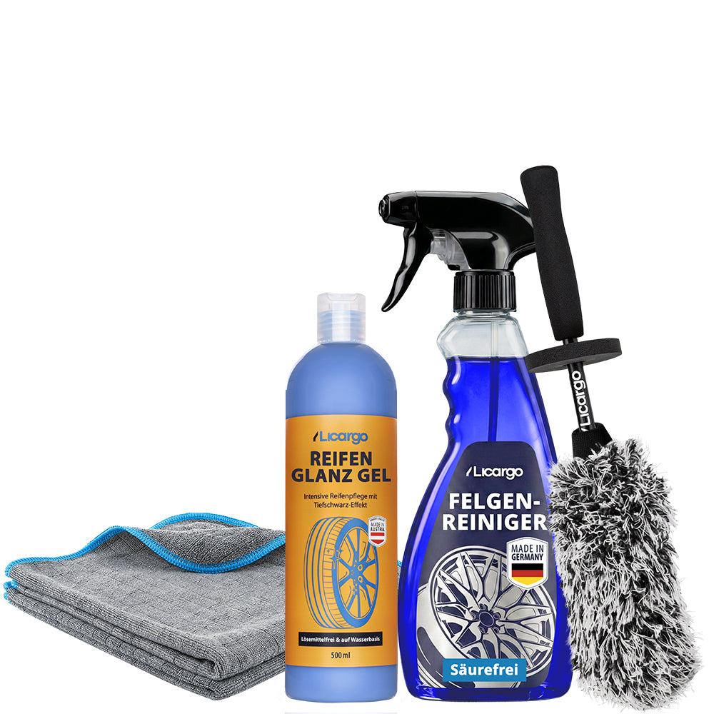 Alles aus einer Hand=>Mit diesem Spar Set bist Du bestens ausgerüstet, um Deine Felgen und Reifen wieder wie neu aussehen zu lassen!