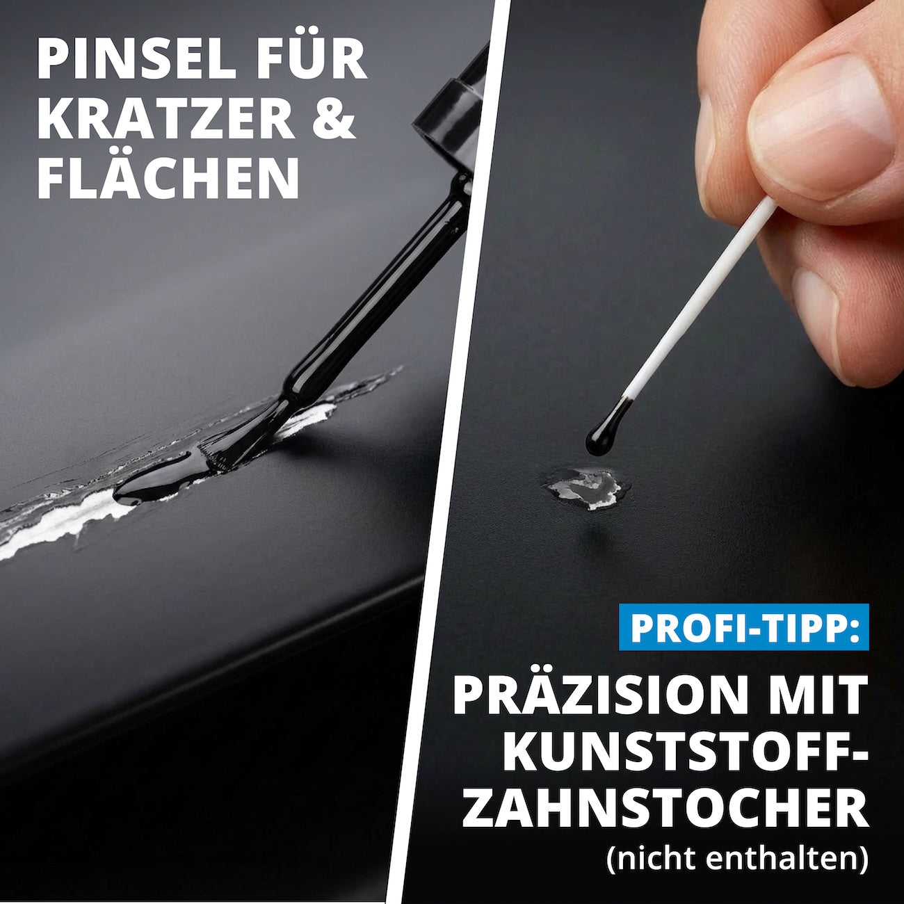 Präzision für Kratzer & Flächen=>Der integrierte Pinsel ermöglicht kontrolliertes Arbeiten, selbst an feinen Schadstellen. Für saubere Ergebnisse ohne Verlaufen oder Kleckern.