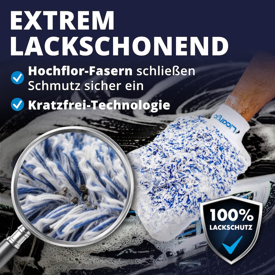 Sanft zum Lack, stark gegen Schmutz=>Die weiche Mikrofaserstruktur nimmt Schmutzpartikel zuverlässig auf, ohne sie über den Lack zu ziehen. So wird das Risiko von Swirls und Mikrokratzern deutlich reduziert.