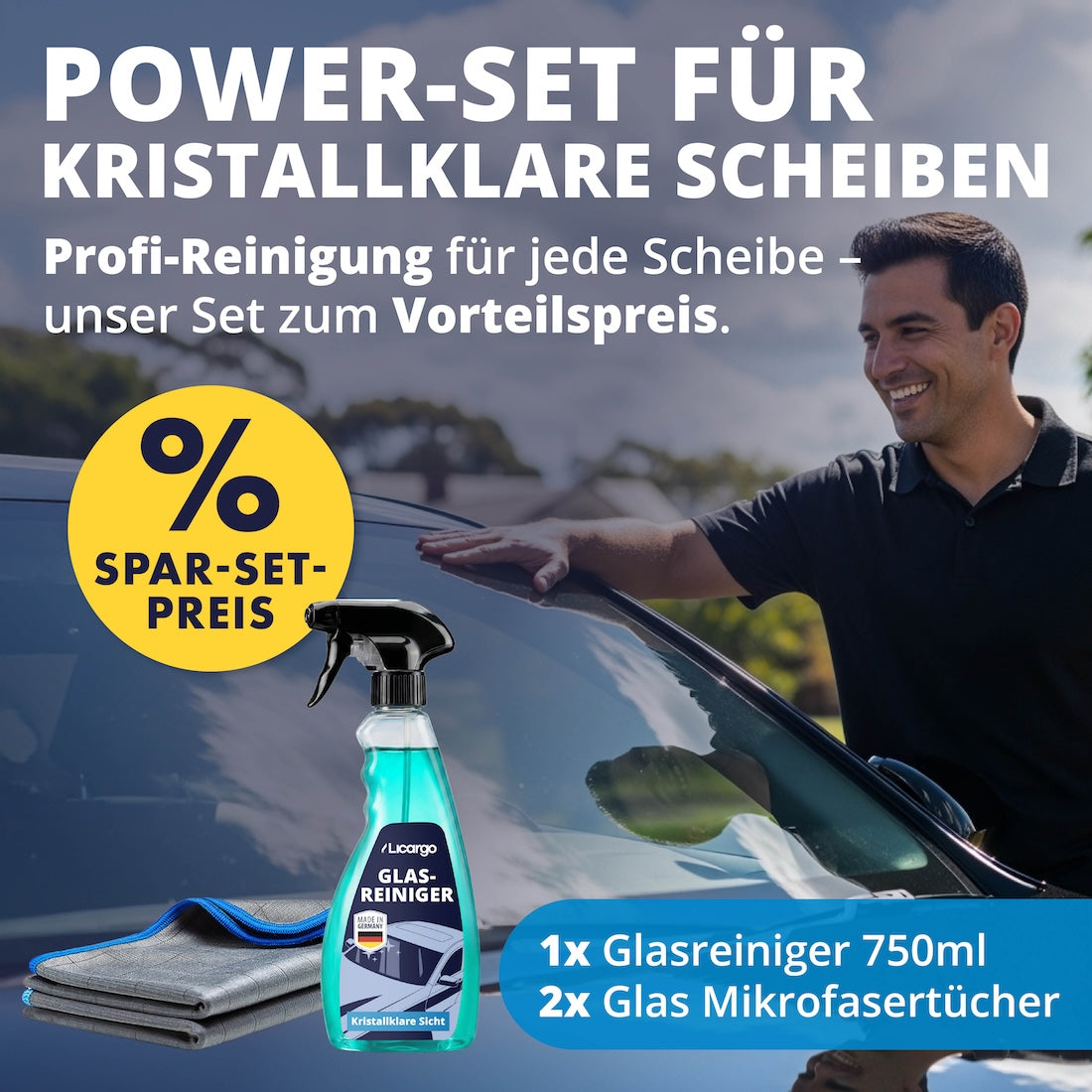 Scheiben-Pflege in Perfektion=>Reinigung auf neuem Level: Zwei Glas-Tücher plus unser innovativer Glasreiniger – perfekt füreinander entwickelt und jetzt zum unschlagbaren Sparset-Preis.
