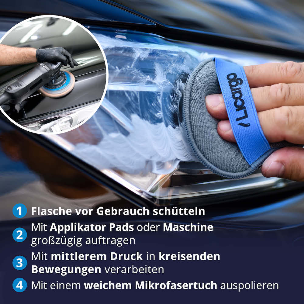 Einfach anzuwenden=>Unsere Polierpaste verwandelt das Polieren dank der unkomplizierten Anwendung in ein müheloses Erlebnis. Alternativ zur Anwendung mit Hilfe von Handpolierschwämmen kann auch eine Poliermaschine verwendet werden.