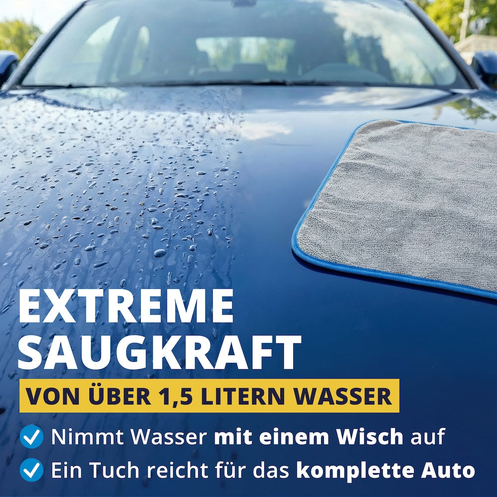Ein Wisch, alles trocken=>Kein mehrfaches Hin- und Herwischen, kein Auswringen zwischendurch. Ein einziger Zug genügt, und das Wasser ist restlos aufgenommen.